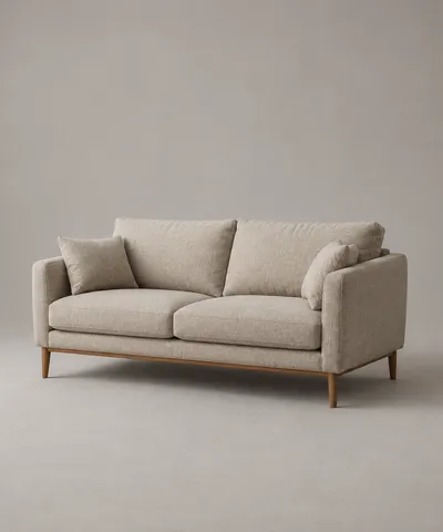 Plain three-seat sofa in oatmeal linen