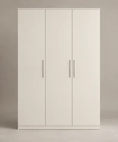 Tall white three-door wardrobe